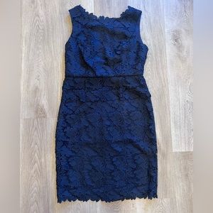 Talbots Navy floral lace dress